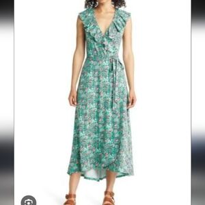 Boden Green Floral High Low dress size 12